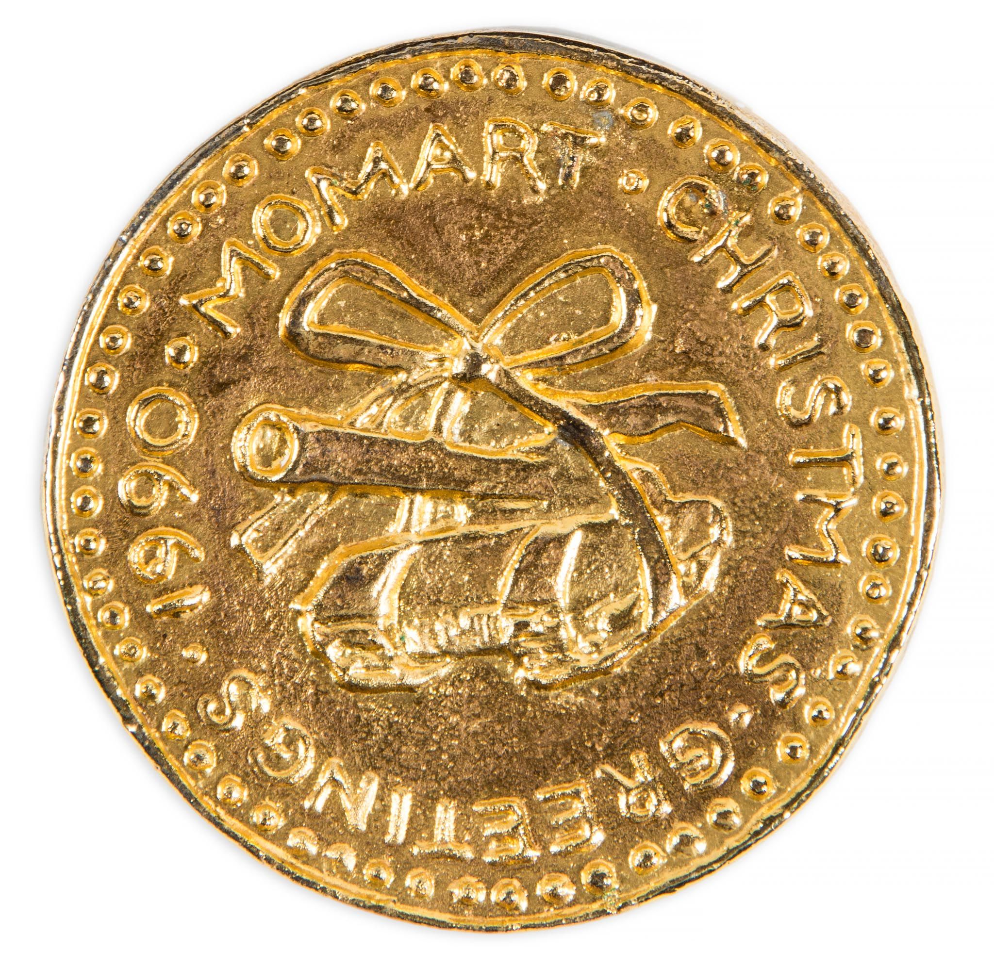 Bill Woodrow (b.1948) - H.F Dumpty - Momart Christmas Greetings red bronze metal coin, 1990, incised - Image 2 of 2