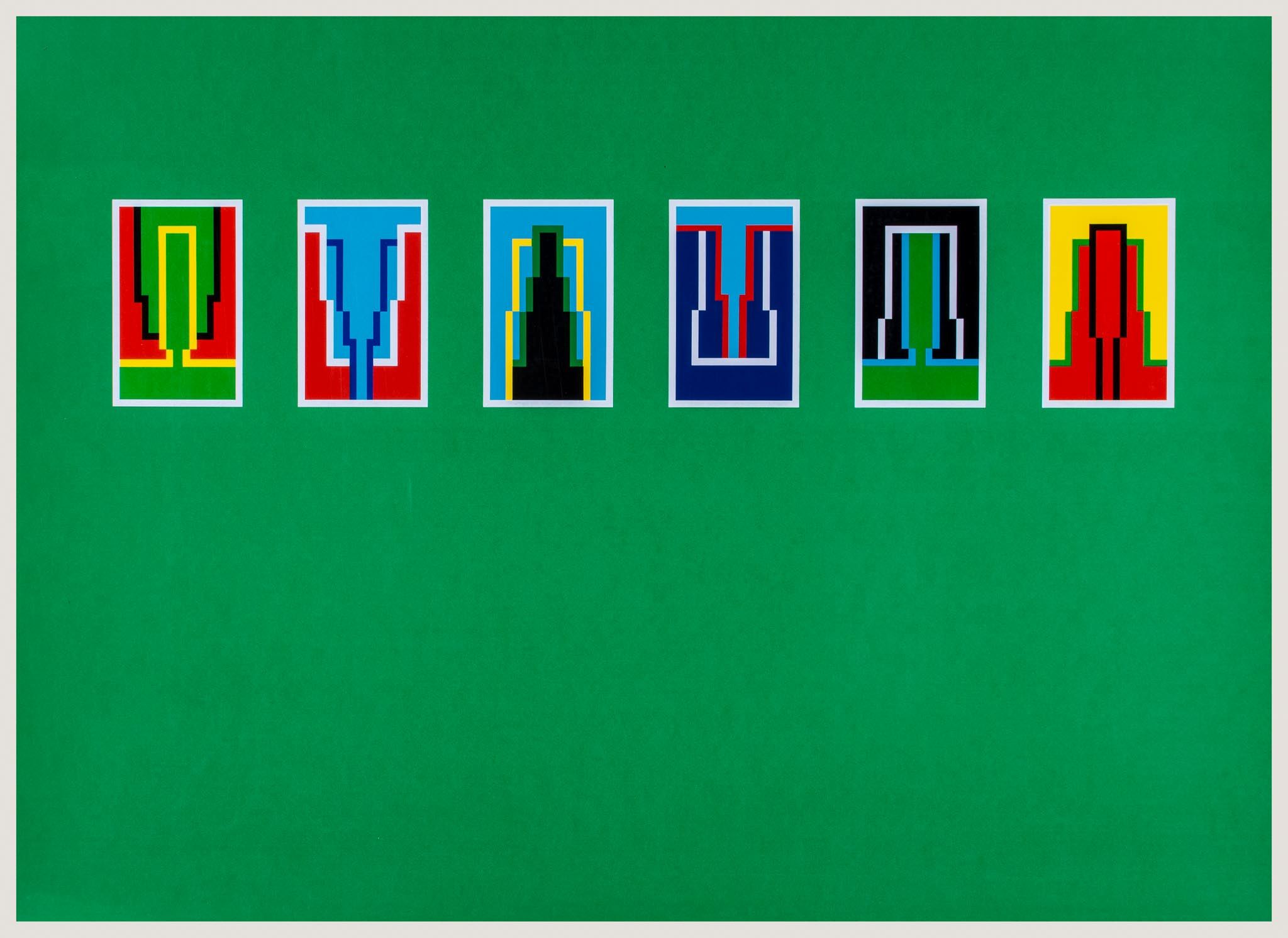 Robyn Denny (b.1930) - Six Miniatures - Yellow & Blue & Green three screenprints in colours, 1975, - Image 3 of 3