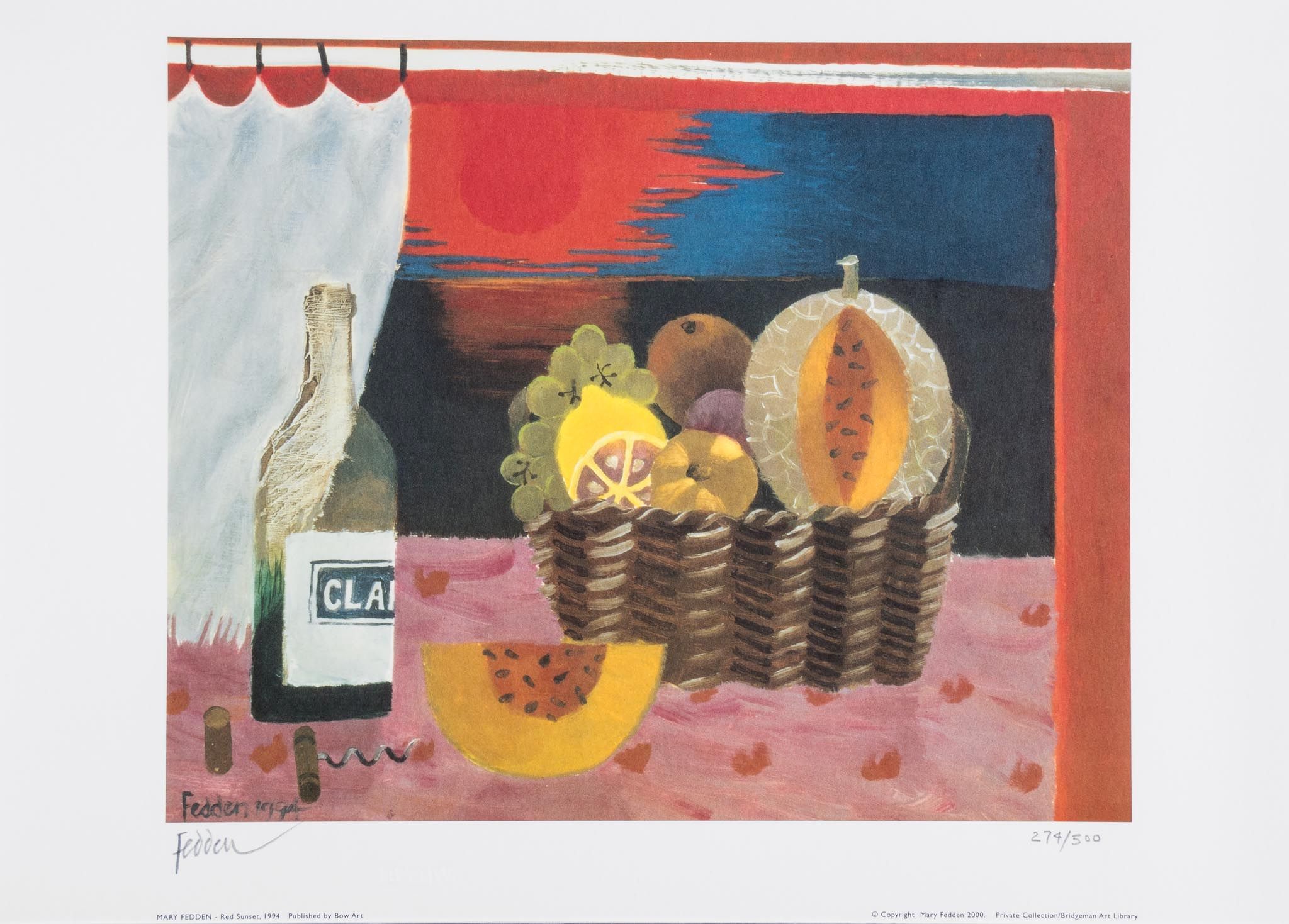 Mary Fedden (1915-2012) - The Orange Mug, and Red Sunset two offset-lithographs printed inc colours,