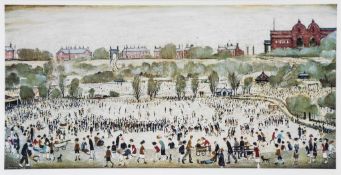 Laurence Stephen Lowry (1887-1976)(after) - Peel Park, Salford Gouttelette in colours, after the