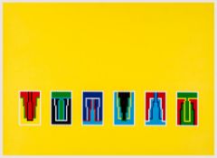 Robyn Denny (b.1930) - Six Miniatures - Yellow & Blue & Green three screenprints in colours, 1975,