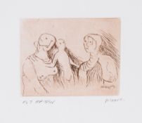 Henry Moore (1898-1986) - Mother and Child (c.707) etching printed in sepia, 1983, signed and