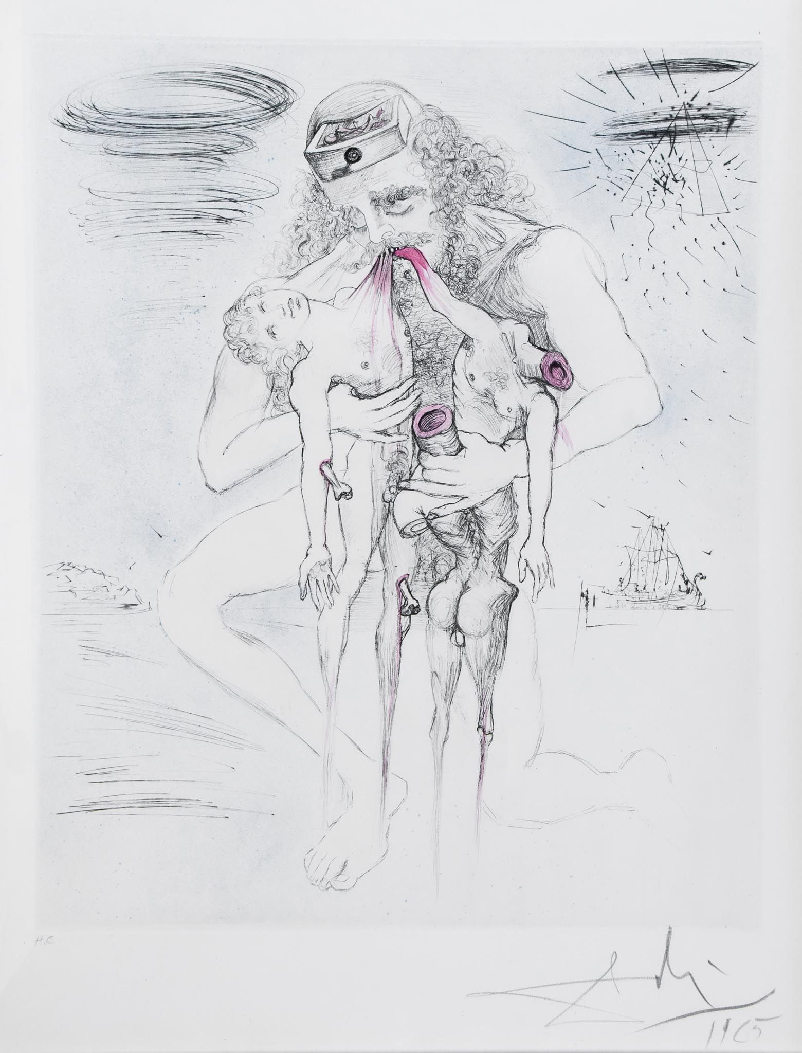 Salvador Dalí (1904-1989) - Kronos (m.&l. 118) etching with drypoint printed in colours, 1965,  from