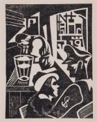 Cecil French Salkeld (1908-1968) - Brothel scene woodcut, circa 1938, published by Gayfield Press,