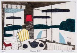 Julian Trevelyan (1910-1988) - Thames Ditton etching with aquatint printed in colours, 1969,