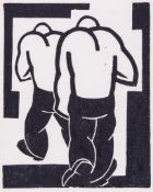 George William Bissill (1896-1973) - 2 Miners (see Garton page 244) the rare woodcut, circa 1930, on