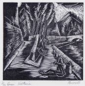 George William Bissill (1896-1973) - Quai Voltaire woodcut, 1926, signed and titled in pencil,