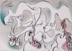 Andre Masson (1896-1987) - Erotic Land lithograph printed in colours, 1974, signed in pencil,
