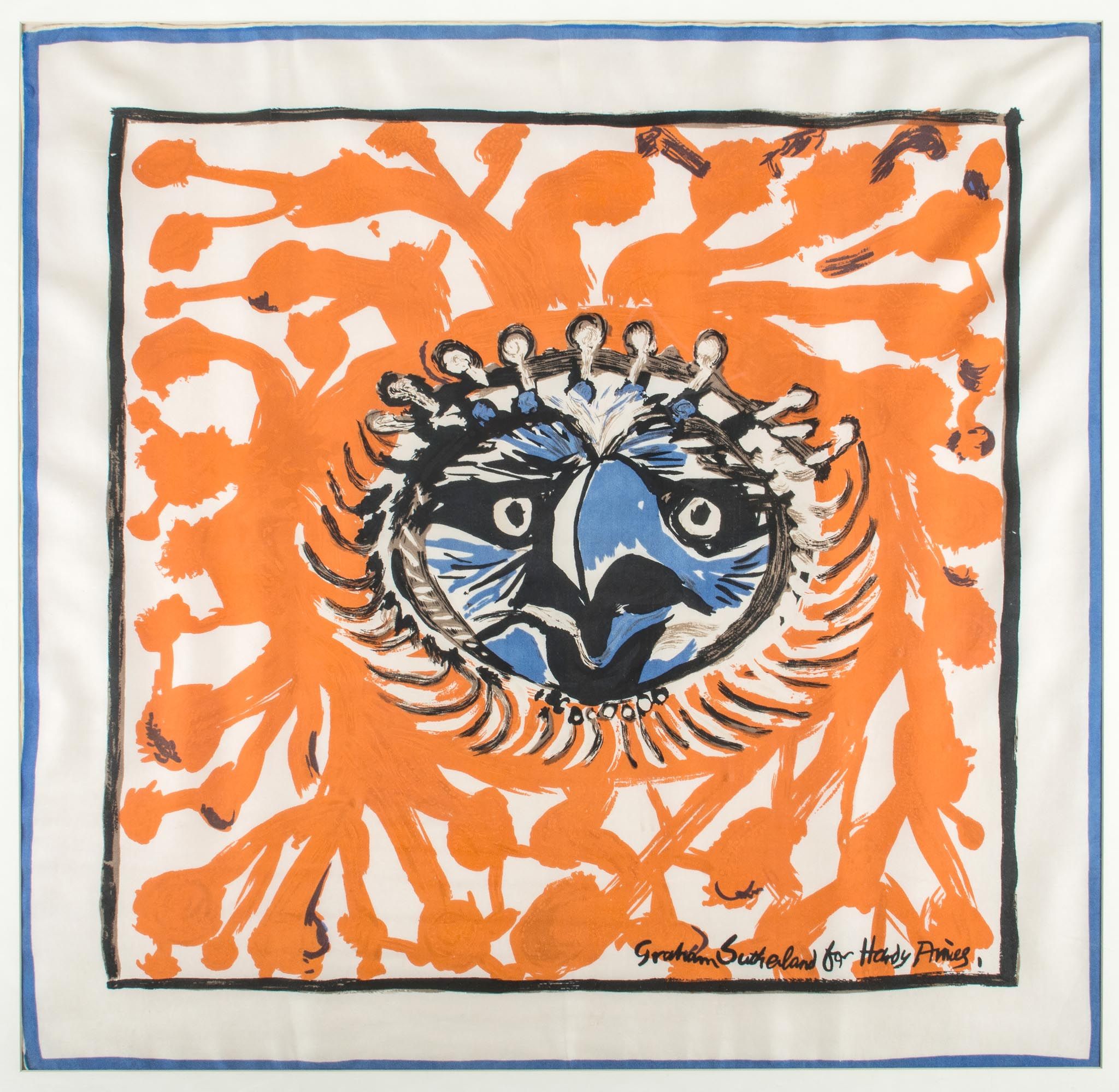 Sutherland (Graham).- - Silk Scarf,  designed by Graham Sutherland for Hardy Amies, signed by the