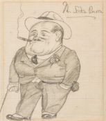 Whistler (Rex) - Caricature of Mr Seden Brown,  pencil on graph paper, c.200 x 165mm., with