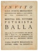 Balla.- Catalogues.- - Casa D`Arte Bragaglia,  Invito, Mostra del Pittore Futurista Balla ,