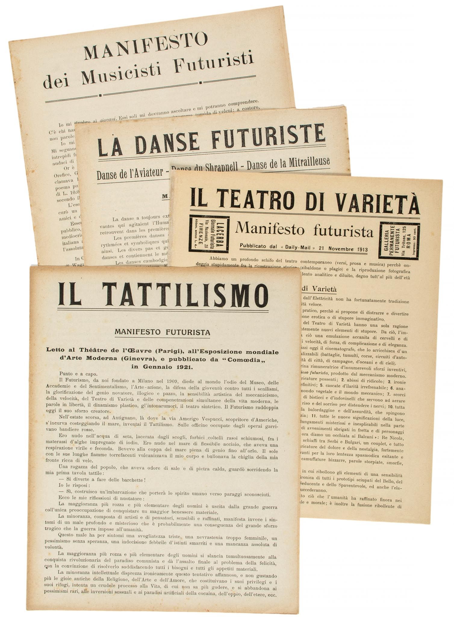 Pratella (Balilla) - Manifesto dei Musicisti Futuristi, n.d. [1910] § Marinetti (F.T.) La Danse