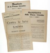Marinetti (Filippo Tommaso) - Manifesto della Donna futurista,  4pp. printed manifesto, age-toning,
