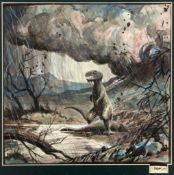 Krenkel (Roy G.) - `Dinosaur`  original watercolour and gouache drawing of  a dinosaur and his