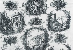 Whistler (Rex).- - Clovelly chintz designed by Rex Whistler, c.7 metres of fabric printed in black