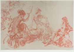 Group of Idlers, one of 850 copies , colour printed offset lithograph, c  ( Sir   William Russell)