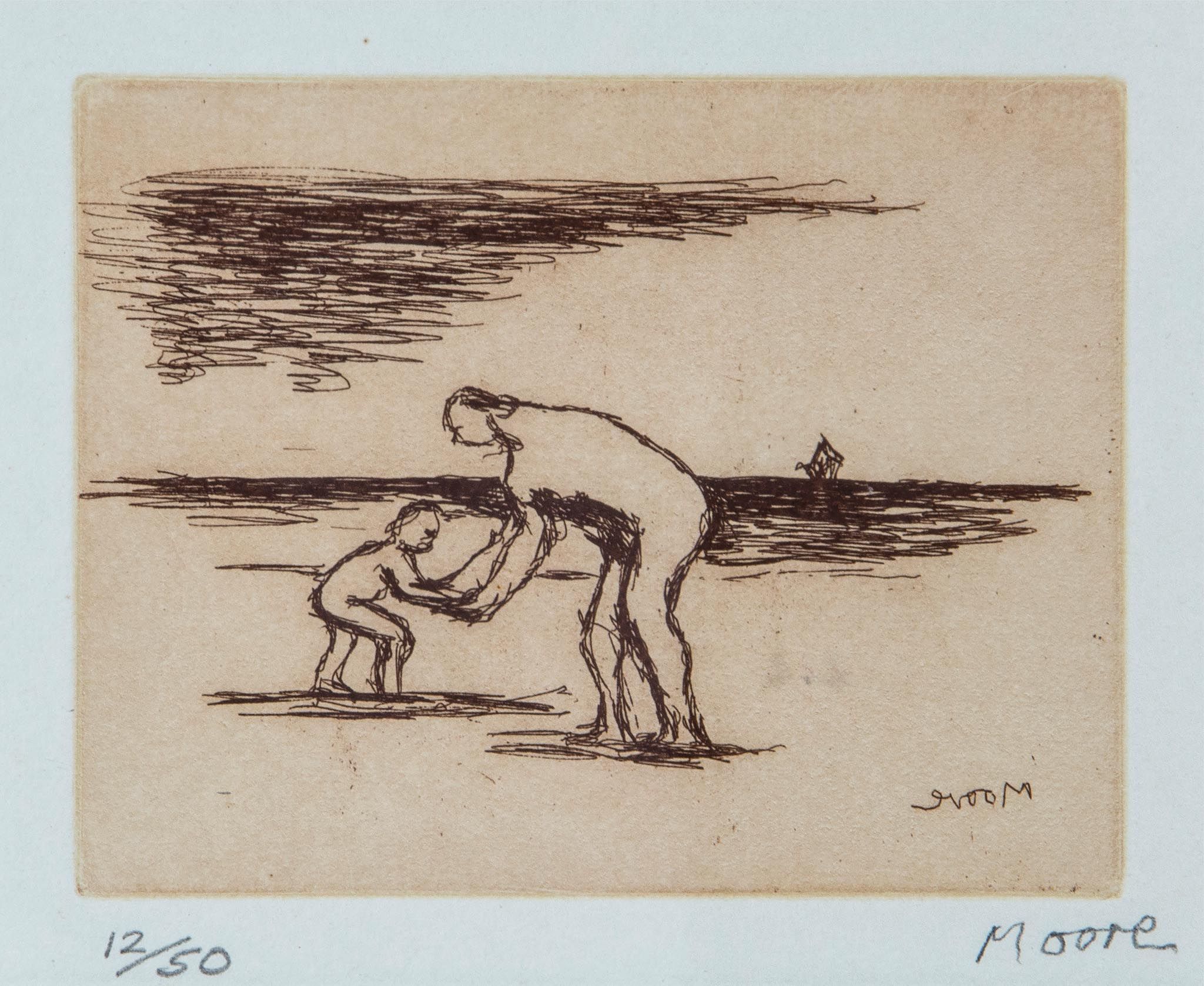 Henry Moore (1898-1986) Mother and Child B (c.710) etching printed in colour, 1984, signed in