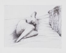 Henry Moore (1898-1986) Curved Reclining Figure in Landscape II (c.501) etching and drypoint, 1979,