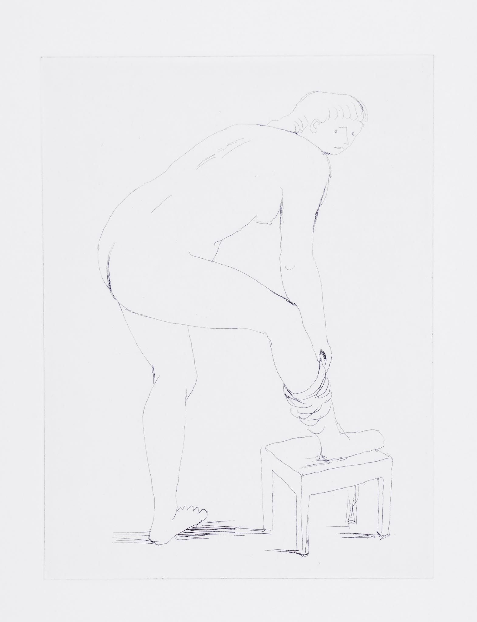 Henry Moore (1898-1986) Woman Putting on Stocking II (c.522) etching, 1979, a printer`s proof aside