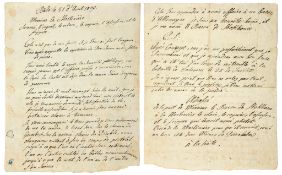 Letter written on behalf of Baron von Stockhorn, probably by his second, 2pp Letter written on