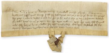 Quitclaim by "Ranulph… de Crowmwell" to Nicholas Fitzwilliam of the Manor... (Ralph, Lord
