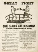 Great Fight between Tom Sayers adn Benjamin (Tom, English champion, 1826-1865) Great Fight between