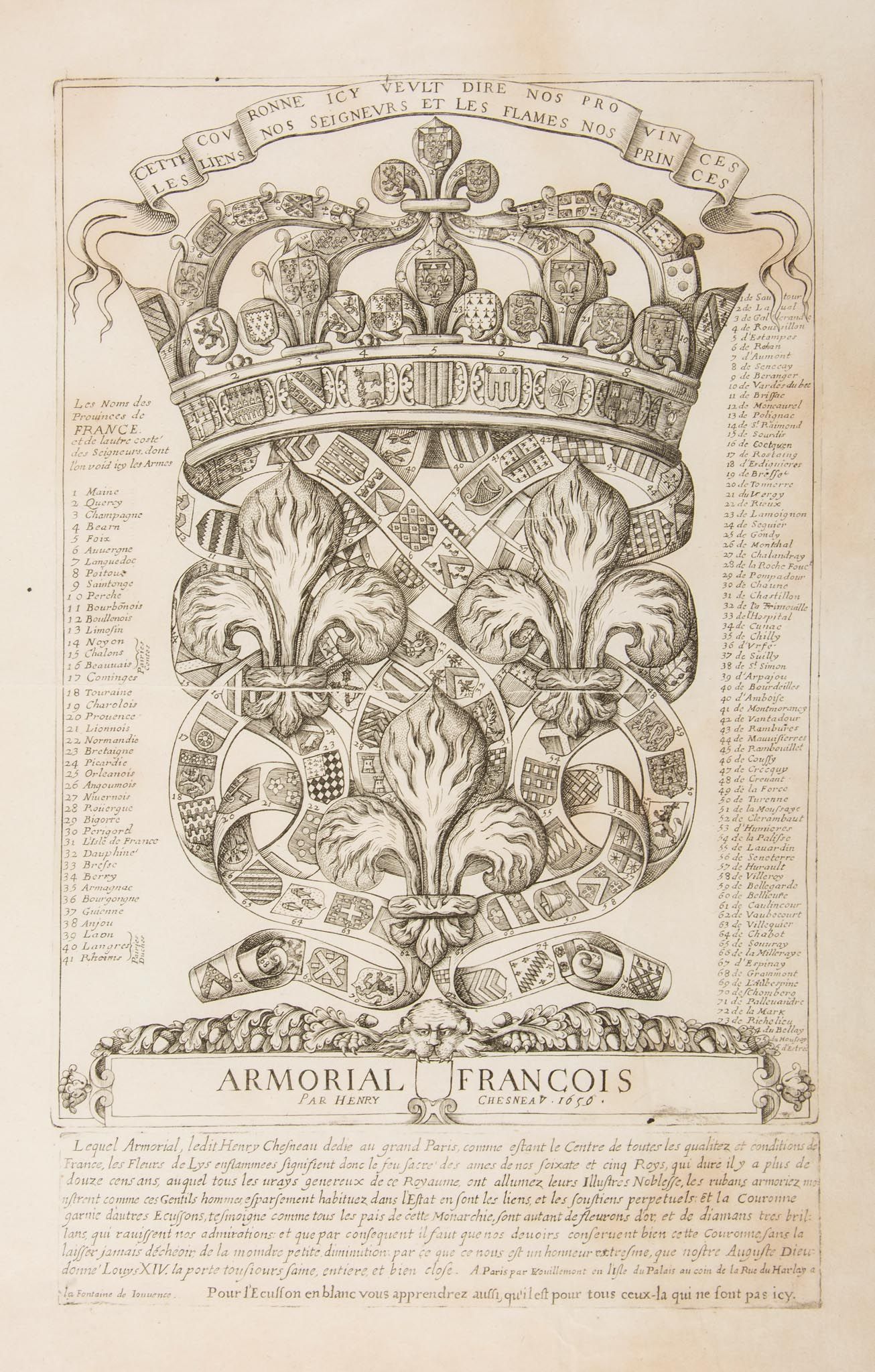 Armorial Francois. Cette couronne icy veult dire nos provinces, les liens (Henry, designer and