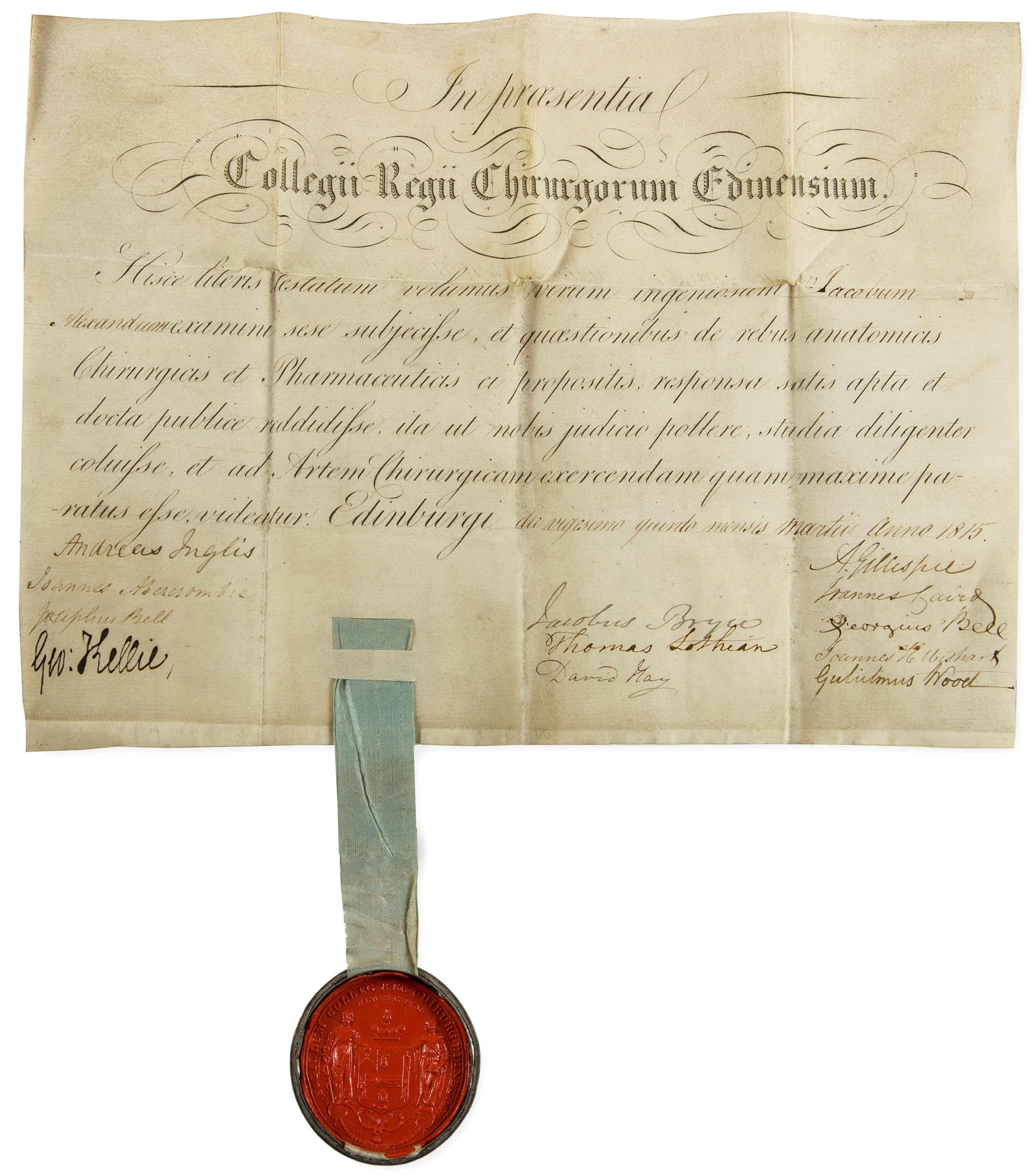 Edinburgh.- Diploma awarded to James Alexander Edinburgh.- Diploma awarded to James Alexander,