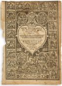 Bible, English . [The Holy Bible], lacking general title and half of woodcut... Bible, English . [