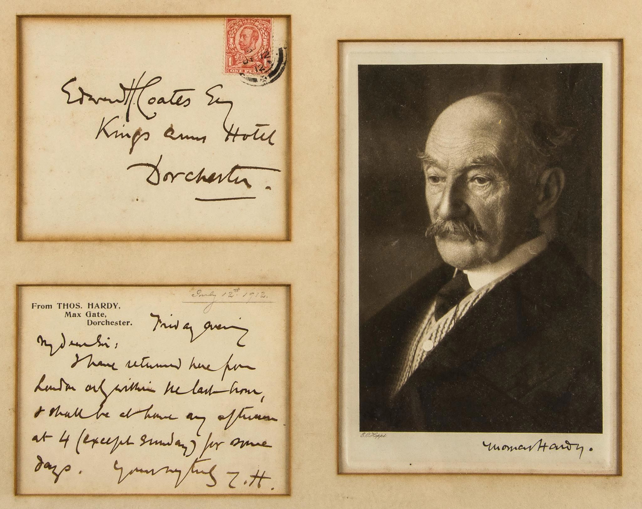 Autograph Postcard signed to Edward Hornor Coates (Thomas, novelist and poet, 1840-1928) Autograph