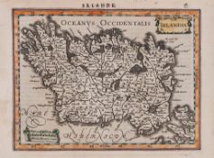 -. Mercator (Gerard) - Irlandia; Anglia, Scotia et Hibernia, 2 small maps, both with adjoning text