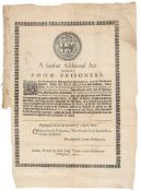 Broadside.- - A Further additional Act for Relief of Poor Prisoners,  printed within a woodcutr