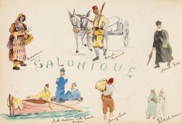 WWI Salonika.- Britton (W.L.) - The Balkan Book of Fun & Florie,  watercolour album, 48pp. with