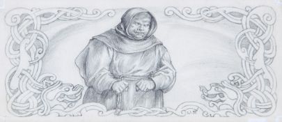 Pogany (Willy) - The Hermit Erc, original illustration for `The Frenzied Prince`, by Padriac Colum,