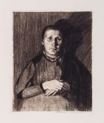 Käthe Kollwitz (1867-1945) - Frau mit übereinandergelegten Händen (k.43.IV) etching with aquatint