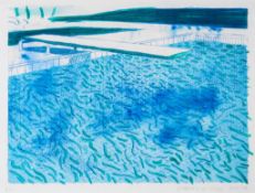 David Hockney (b.1937) - Lithograph of Water Made of Lines, A Green Wash, and a Light Blue Wash (t.