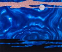 Roy Lichtenstein (1923-1997) - Moonscape (c.37) screenprint in colours on blue moiré Rowlux, 1965,