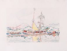 Paul Signac (1863-1935) - Voiliers a Ajaccio lithograph printed in colours, circa 1950, numbered