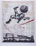 William Kentridge (b.1955) - Bicycle Kick pigment print in colours, 2013, signed in pencil, numbered