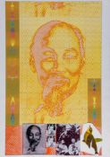 Joe Tilson (b.1928) - Ho Chi Minh screenprint in colours with collage elements, 1970, signed and