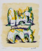 Henry Moore (1898-1986) - Two Reclining Figures in Yellow and Green (c.74) lithograph printed in