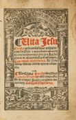 Ludolphus de Saxonia. - Vita Jesu Christi,  title in red and black in architectural woodcut