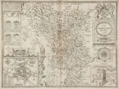 Derbyshire.- Speed (John) - Darbieshire, county map with strapwork title cartouche upper right,