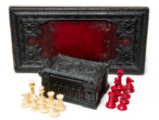 Chess sets &c.- Jaques of London. - A Jaques ivory Staunton set,  complete white  &  red ivory