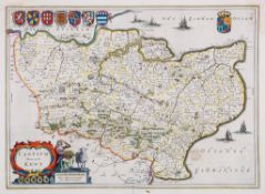 Blaeu (Johan and Willem) - Cantium Vernacule Kent, county map with decorative title cartouche