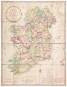 Enouy (Joseph) - A New Map of Ireland,  engraved map with full original hand-colouring, 655 x