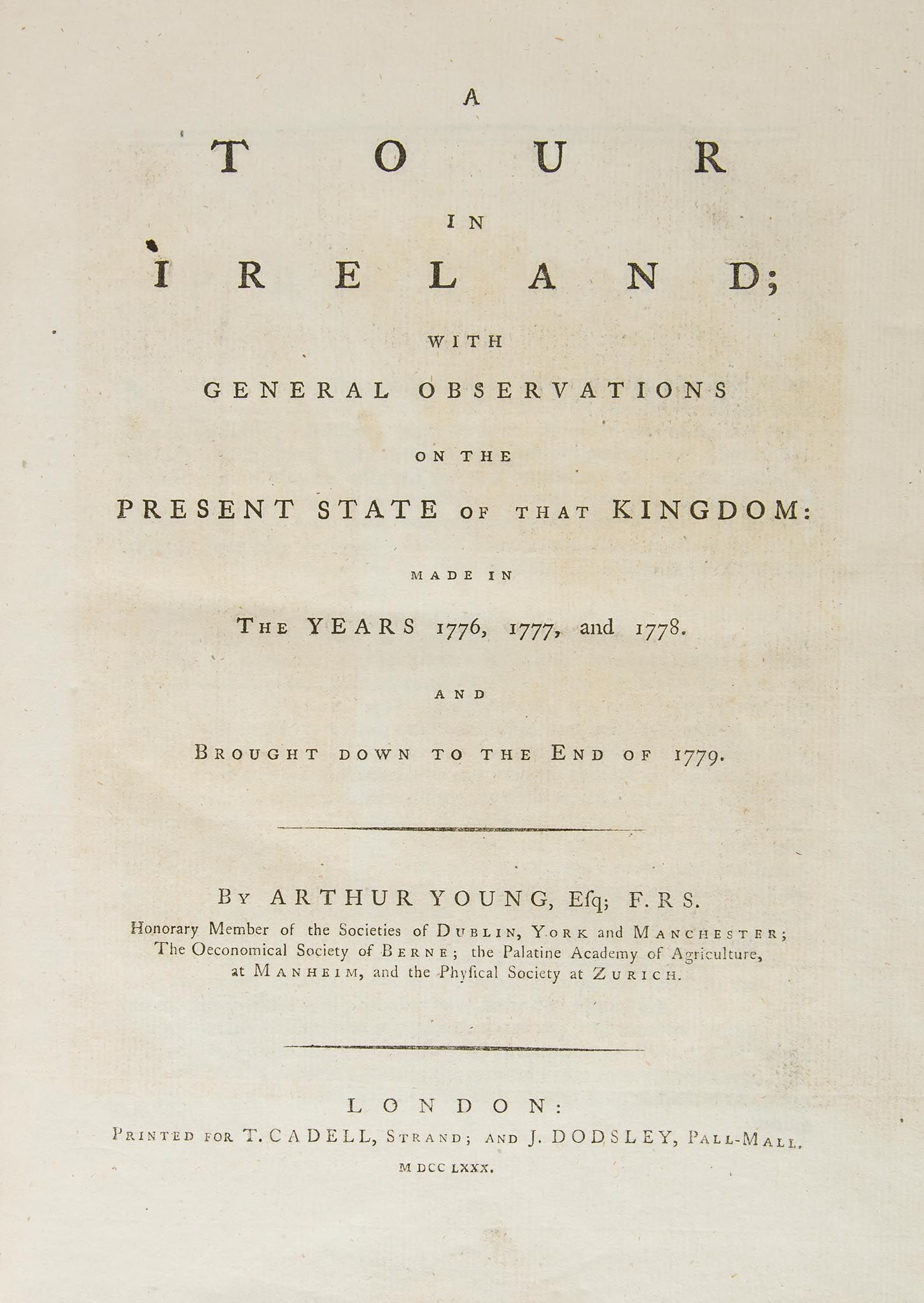 Young (Arthur) - A Tour in Ireland,  first edition ,  list of subscribers, 2 engraved plates,
