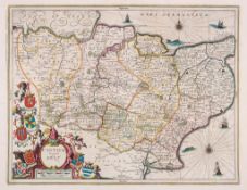 Jansson (Jan) - Cantium Vernacule Kent, county map with decorative title cartouche with putti and