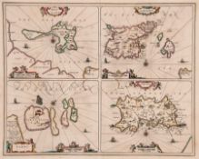 Jansson (Jan) - Holy Iland, Garnsey, Iarsey, Farne, 4 maps on one sheet, each with small title