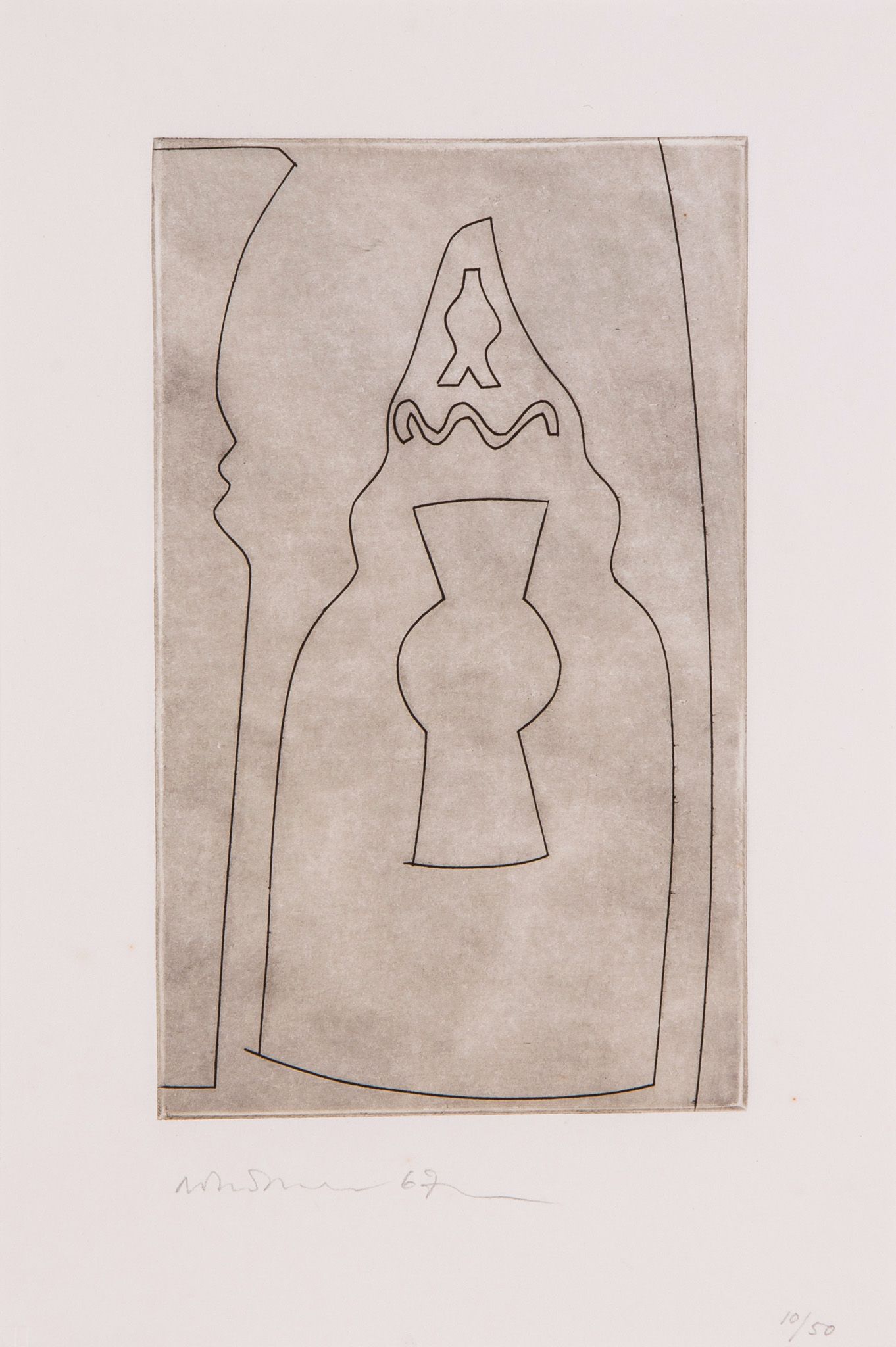 Ben Nicholson (1894-1982) - Curled Turkish Form (C.133) etching printed with a delicate plate tone,